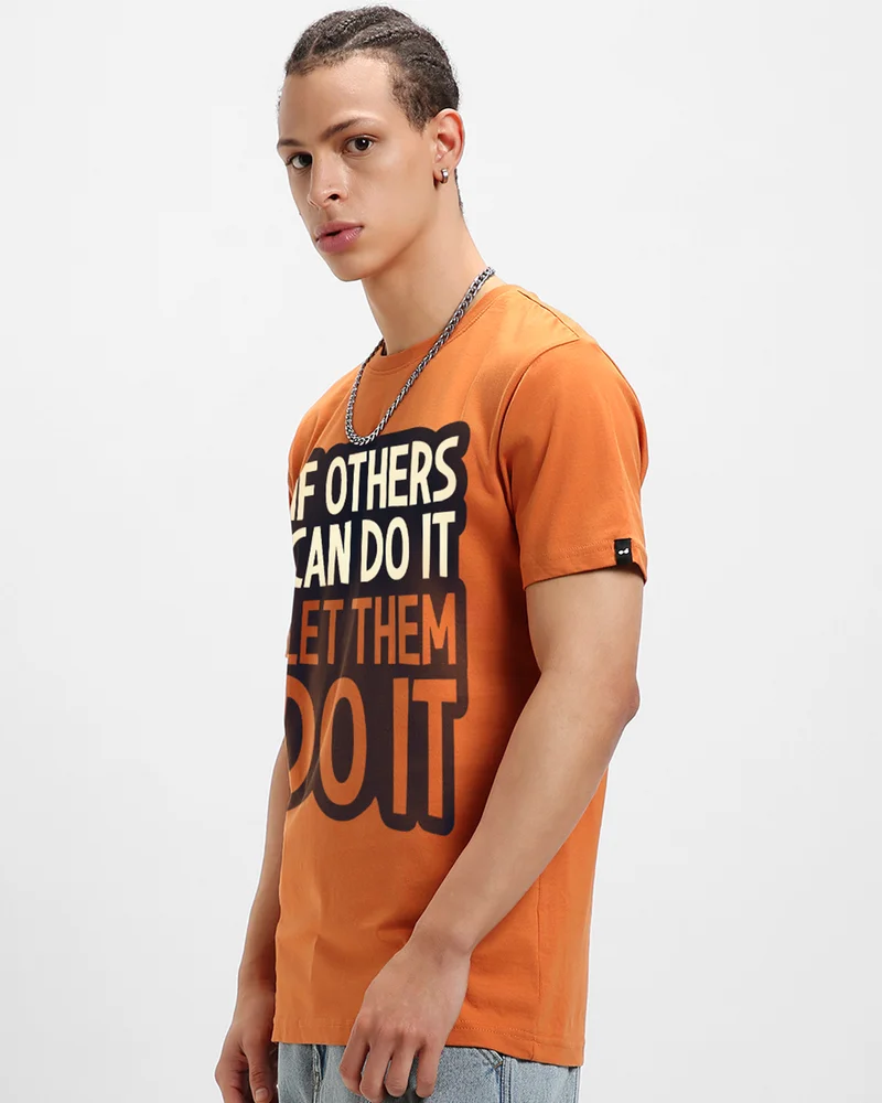 بيواكوف Men's Caramel Orange If Others Typography T-shirt